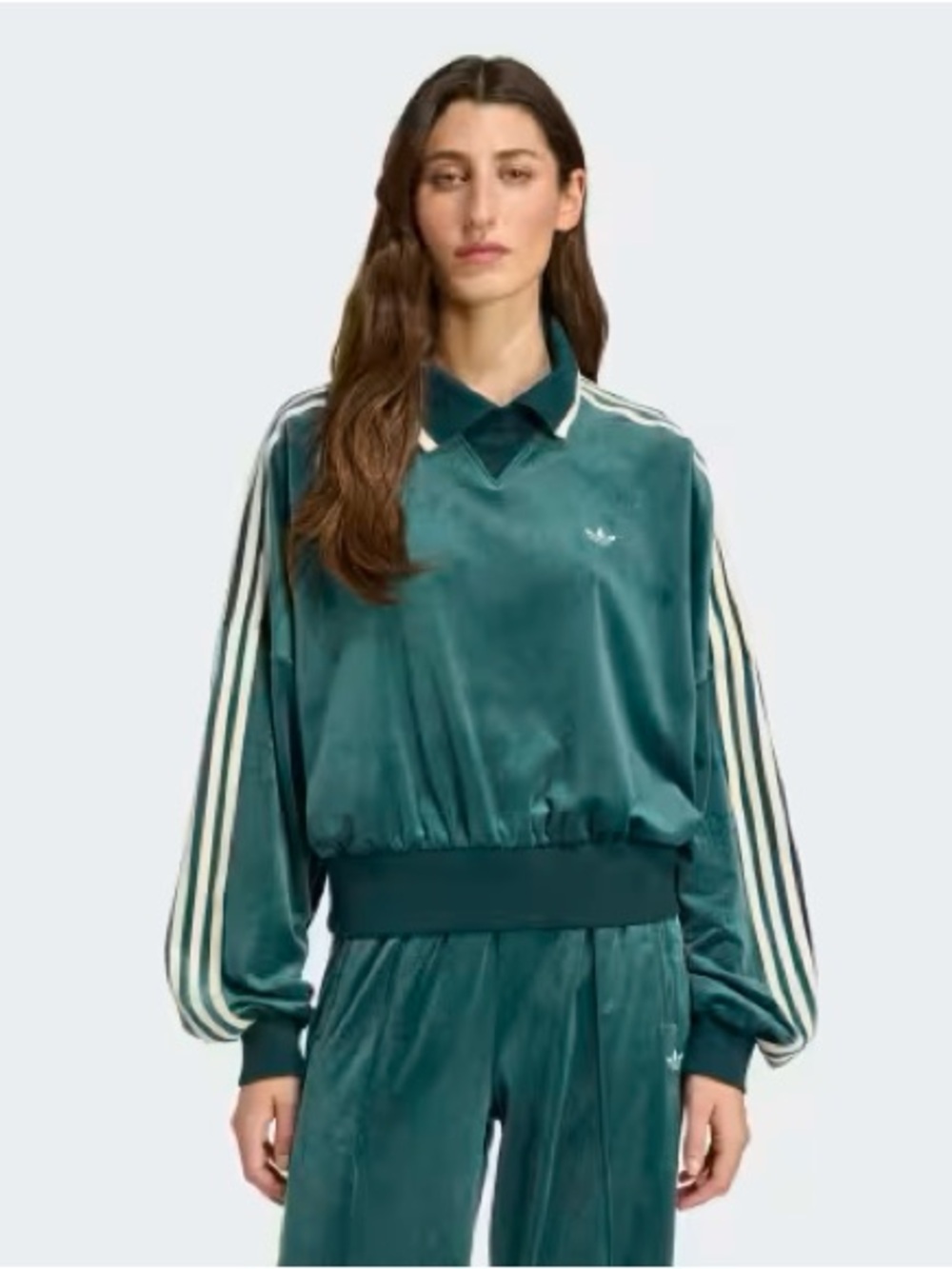 Adidas x Liberty London debossed plush velvet collared sweatshirt women’s xs